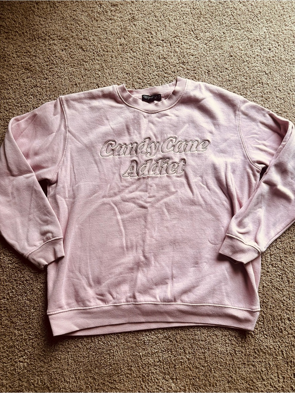 Baby Pink "Candy Cane Addict" Pullover Sweatshirt